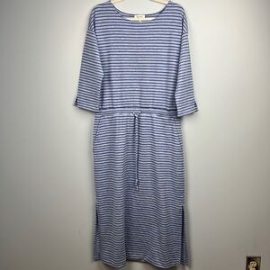 Haven Well Within blue striped medium tie waist maxi dress with pockets